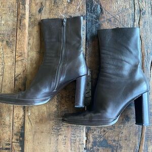Jil Sander Elegant Brown Leather Ankle Boots